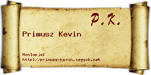 Primusz Kevin névjegykártya